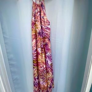 Colorful leaf midi dress